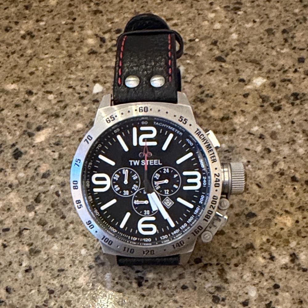 TW Steel Black Dial Watch with Silver Case